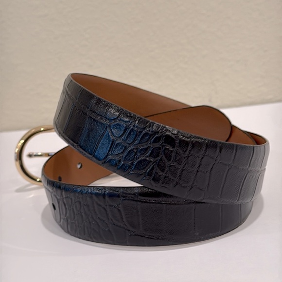 Michael Kors Reversible Croc-Embossed Black Brown Belt (size medium) - Picture 3 of 7